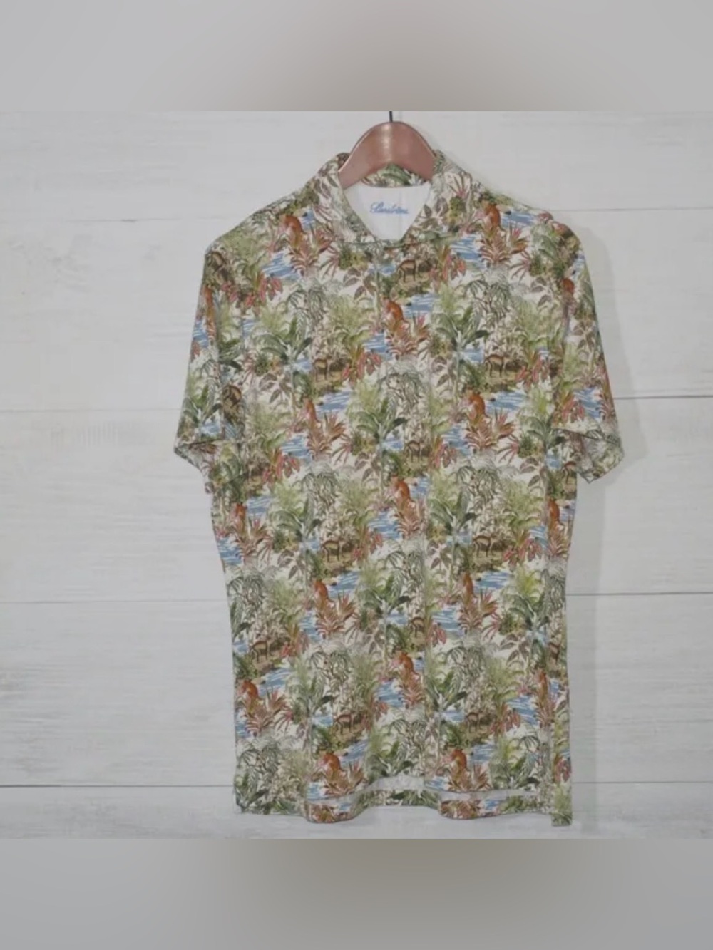 STENSTRÖMS Tropical Jungle Print Pique Polo Shirt- XS